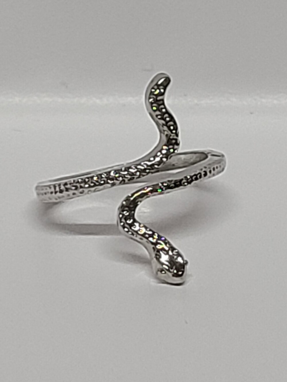 Silver Tone Snake Wrap Ring Adjustable Coiled Serpent Band NWOT